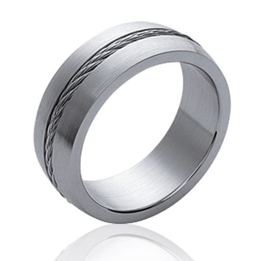 Bague homme acier et câble