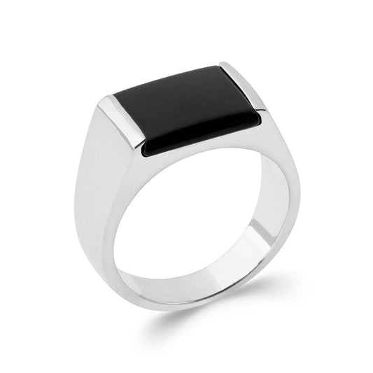 Bague Homme Argent Imitation Onyx