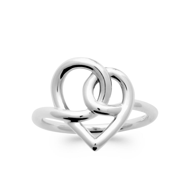 Bague coeur en fil argent 925 rhodié