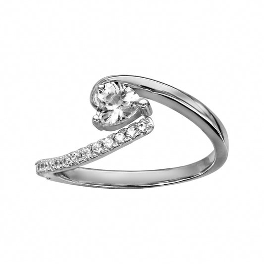 bague coeur scintillante en argent