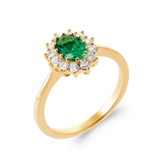 bague marquise pierre verte plaqué or