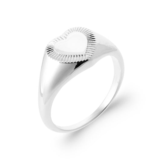 bague chevalière coeur argent