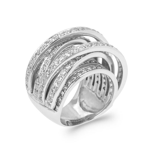 Bague Large avec oxydes de zirconium sertis