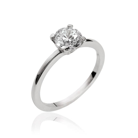 Bague solitaire 6mm en argent 925/000 rhodié OZ griffé